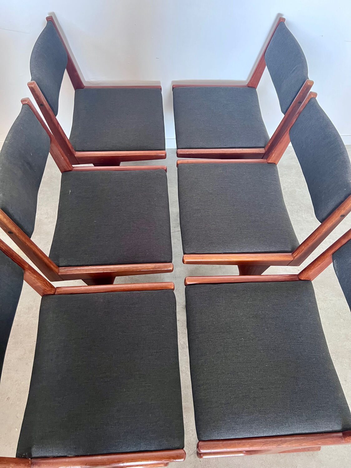 Set of 6 old Scandinavian chairs from the 60s, vintage teak