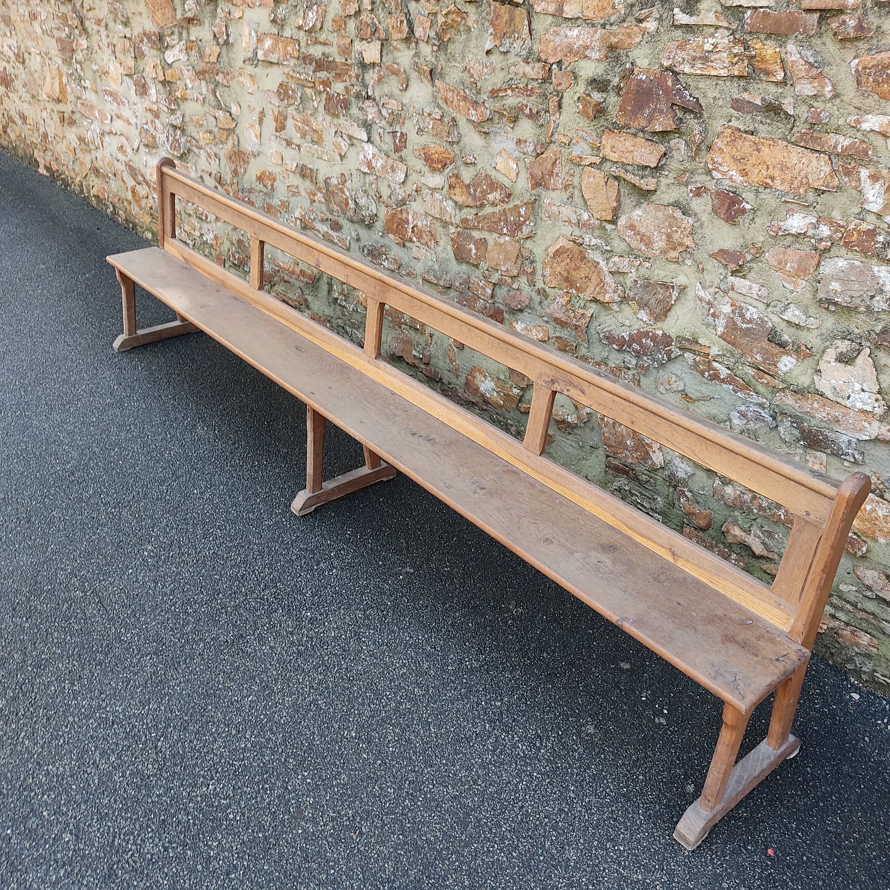 Solid oak church pew