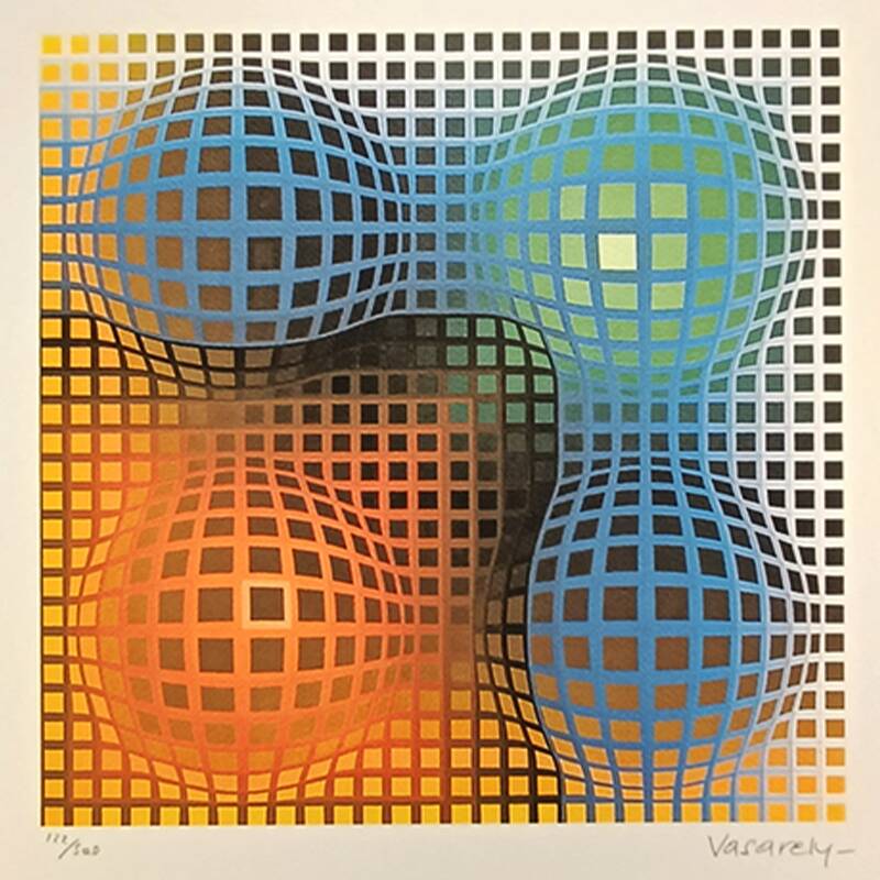 Lithograph by Victor Vasarely, limited edition numbered, 1970s.