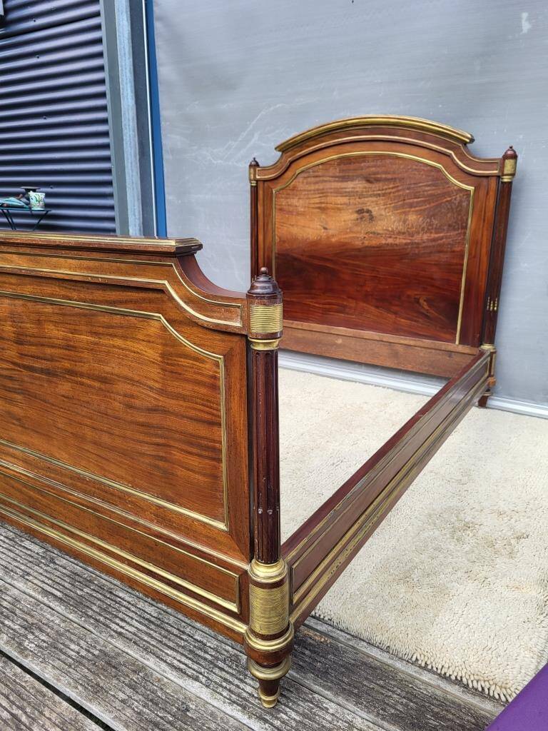 Napoleon bed in mahogany and gilded brass, Empire style