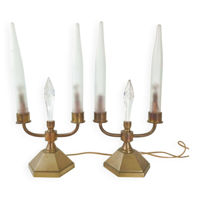 Paire de lampes chandelles vintage 1950