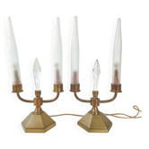 Pair of vintage candlestick lamps from the 1950s.