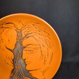 Glazed ceramic plate signed Jean Marais face & tree Vallauris