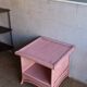 Vintage pink bamboo rattan side table or large bedside table