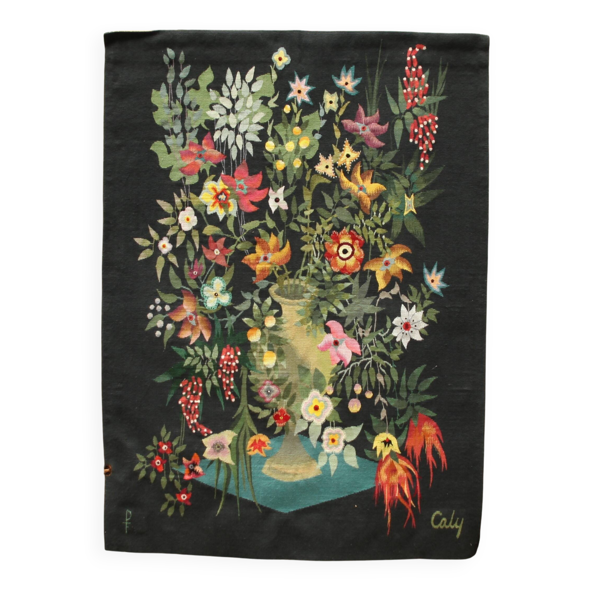 Aubusson tapestry with floral decoration Carton de Caly