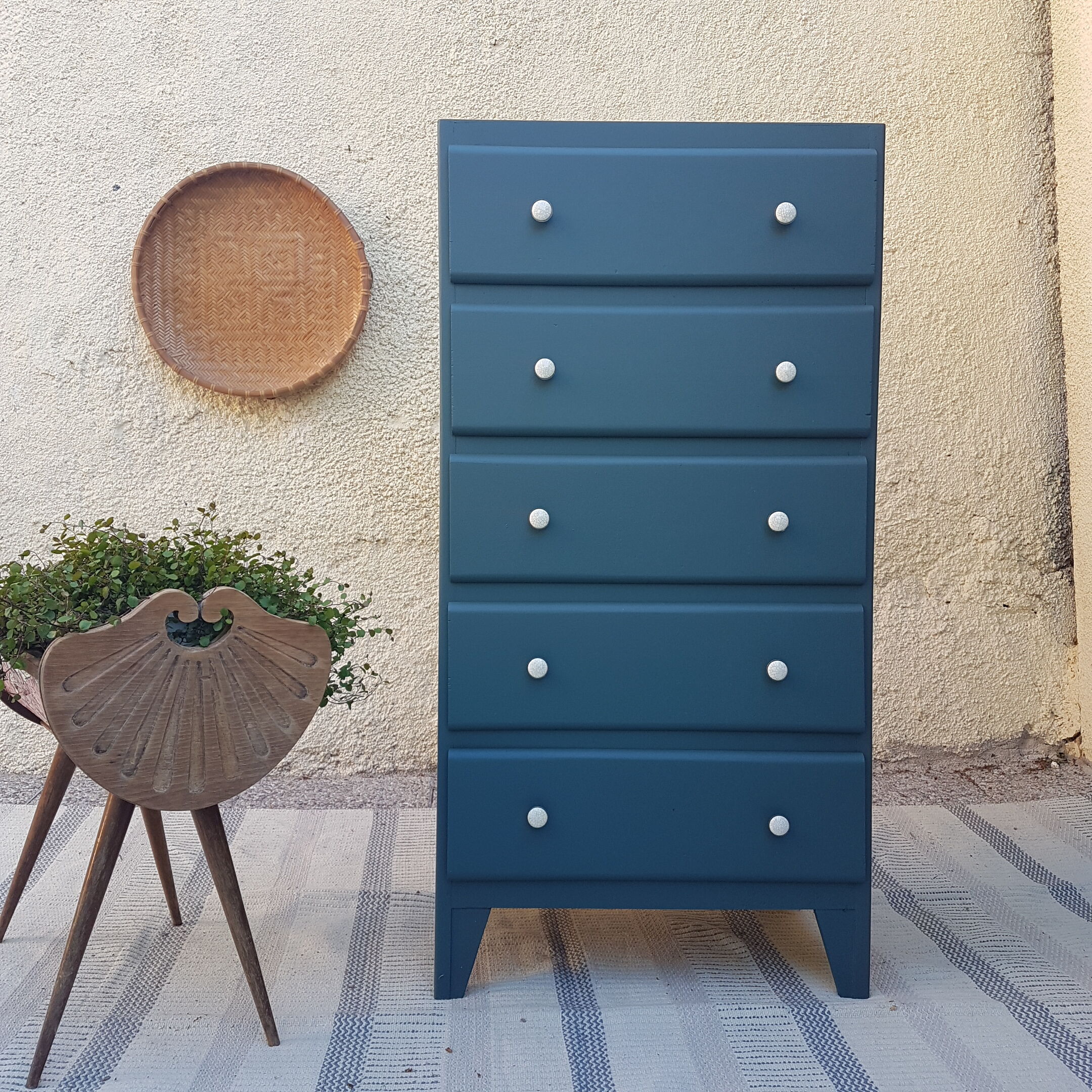 Chiffonier vintage blue oil dark wood