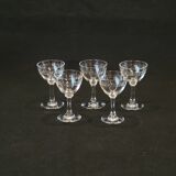 5 anciens petits verres a liqueur en cristal de baccarat gravé