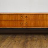 Low Scandinavian teak sideboard Metal