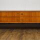 Low Scandinavian teak sideboard Metal