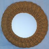 Vintage wicker sun mirror 37x37cm