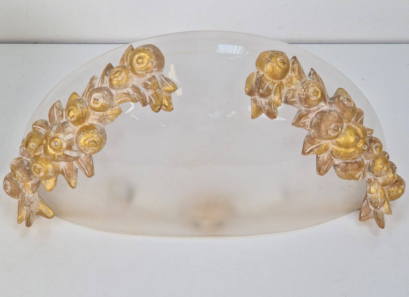 Vintage Bowl Wall Lamps in Goldleaf Murano Glass, Italy, 1970s, Set of 2