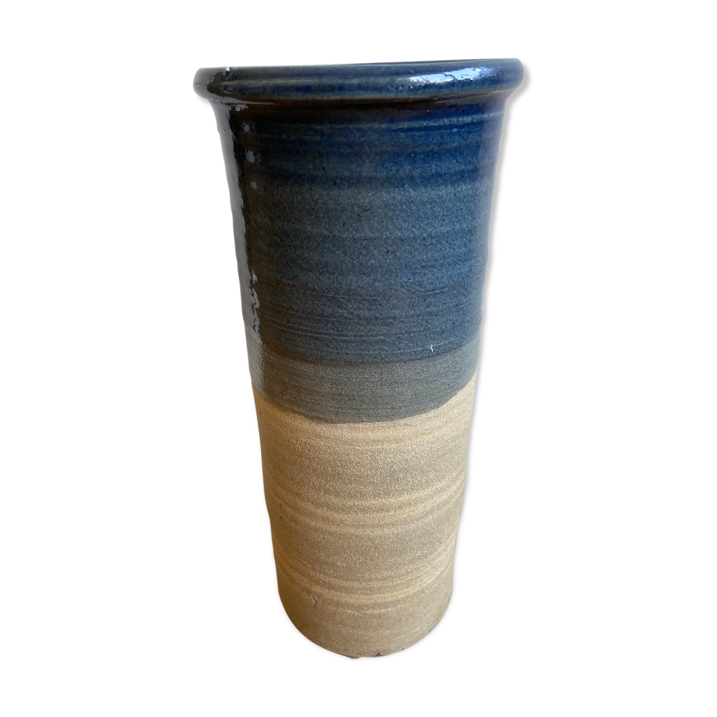 Blue enamelled sandstone vase