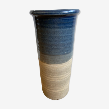 Blue enamelled sandstone vase