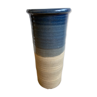 Blue enamelled sandstone vase
