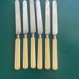 6 silver and ivory dessert knives