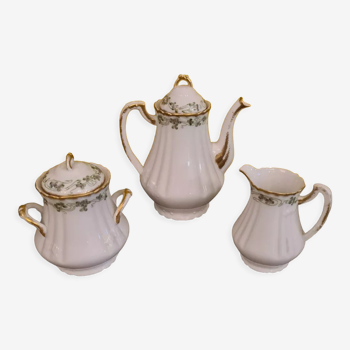 Antique french porcelain tea set by s & s limoges, 1900s