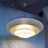 White pendant light, Scandinavian, space age, Poulsen style, 1990.