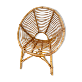 Vintage rattan spiral basket armchair