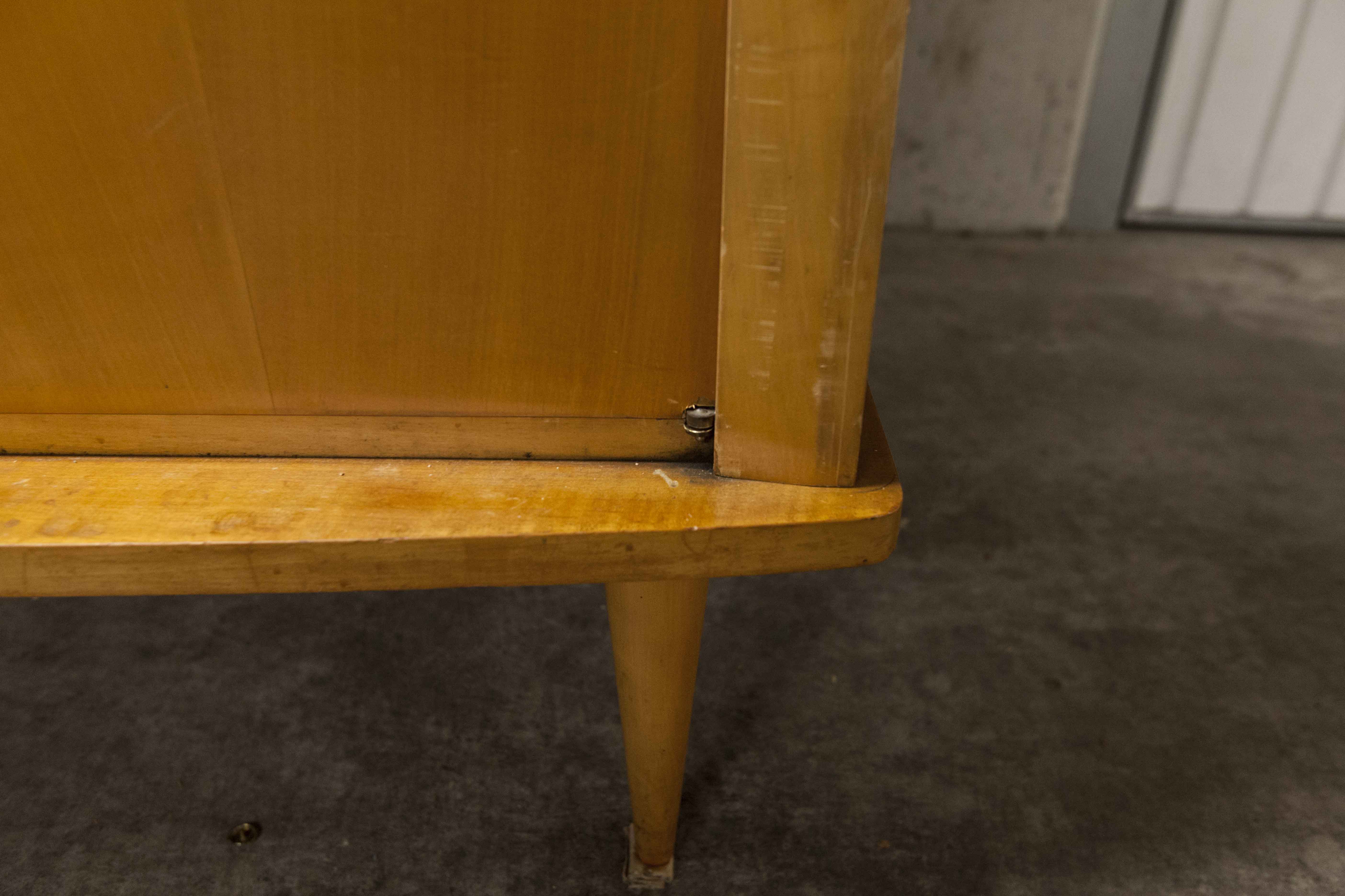 Scandinavian wardrobe 1960 honey color 4 doors L 205 cm