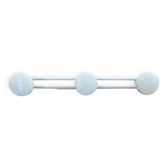 White lacquered metal coat rack with 2 hooks from the 70s