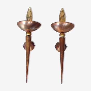 Pair of torch sconces