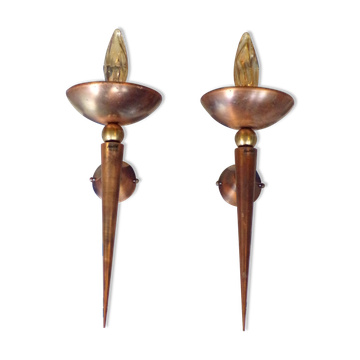 Pair of torch sconces