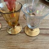 Set of 6 golden and colored liquor glasses