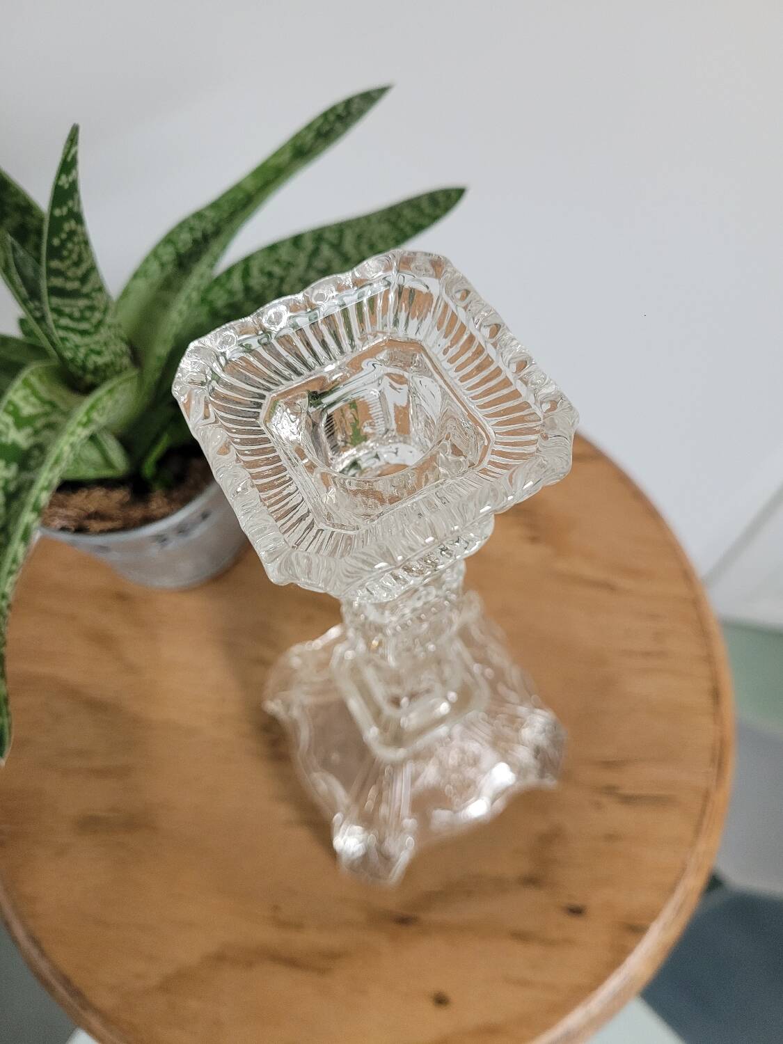 Large bucolic glass candlestick