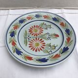 Old Plate Deco QUIMPER HB France Blue Ceramics - Vintage Painted Drawing