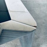 Mid-Century Smoked Glass & Chromed Steel Square Dining Table attributed to Sergio Mazza for Cinova, Italy, 1970s