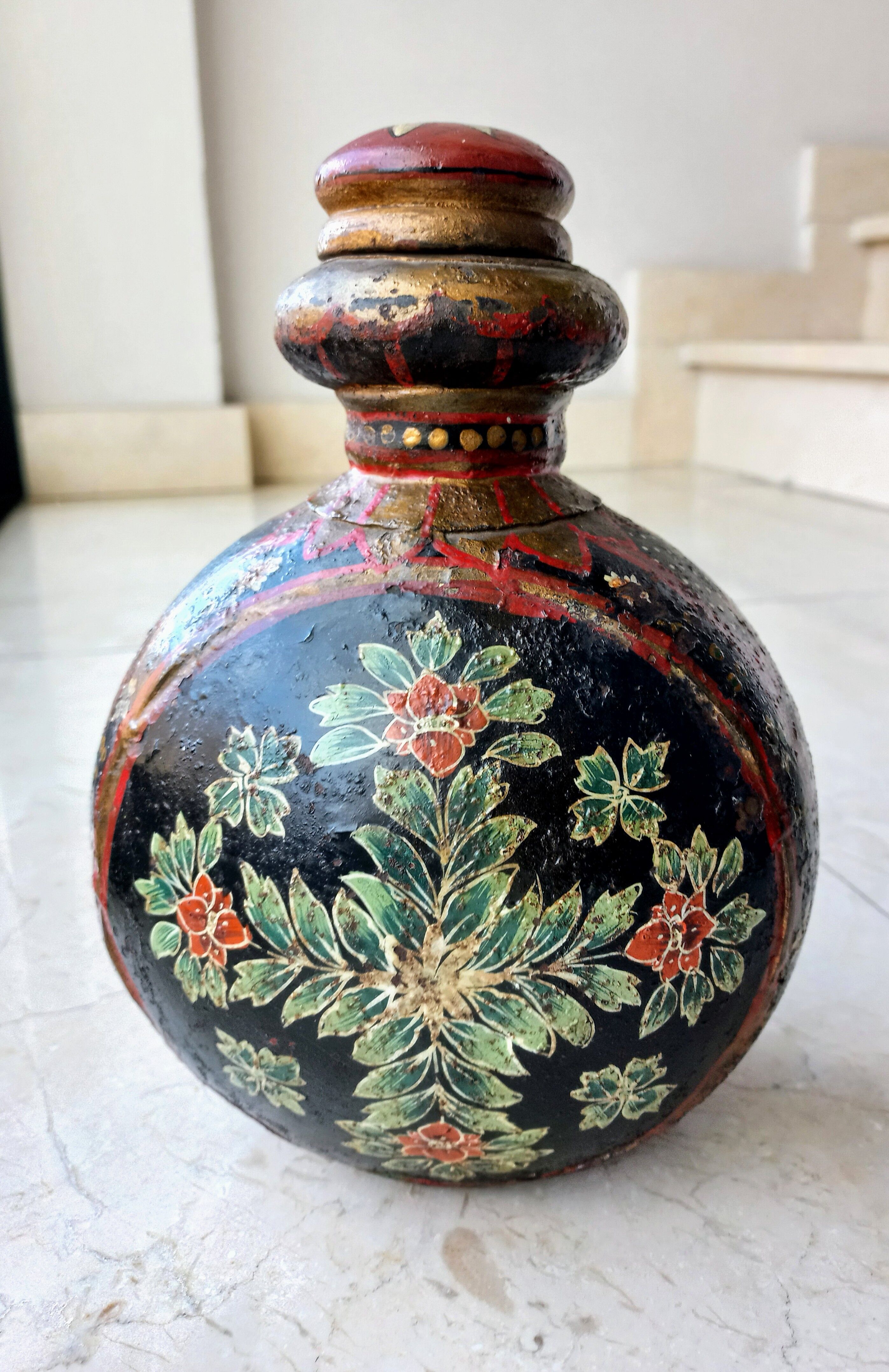 Handpainted metal Indian gourd