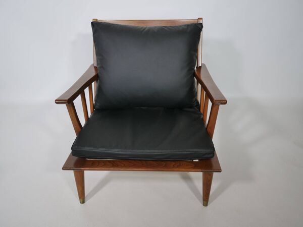 Ensemble de fauteuils de salon en cuir – Teck, style vintage des années 1960