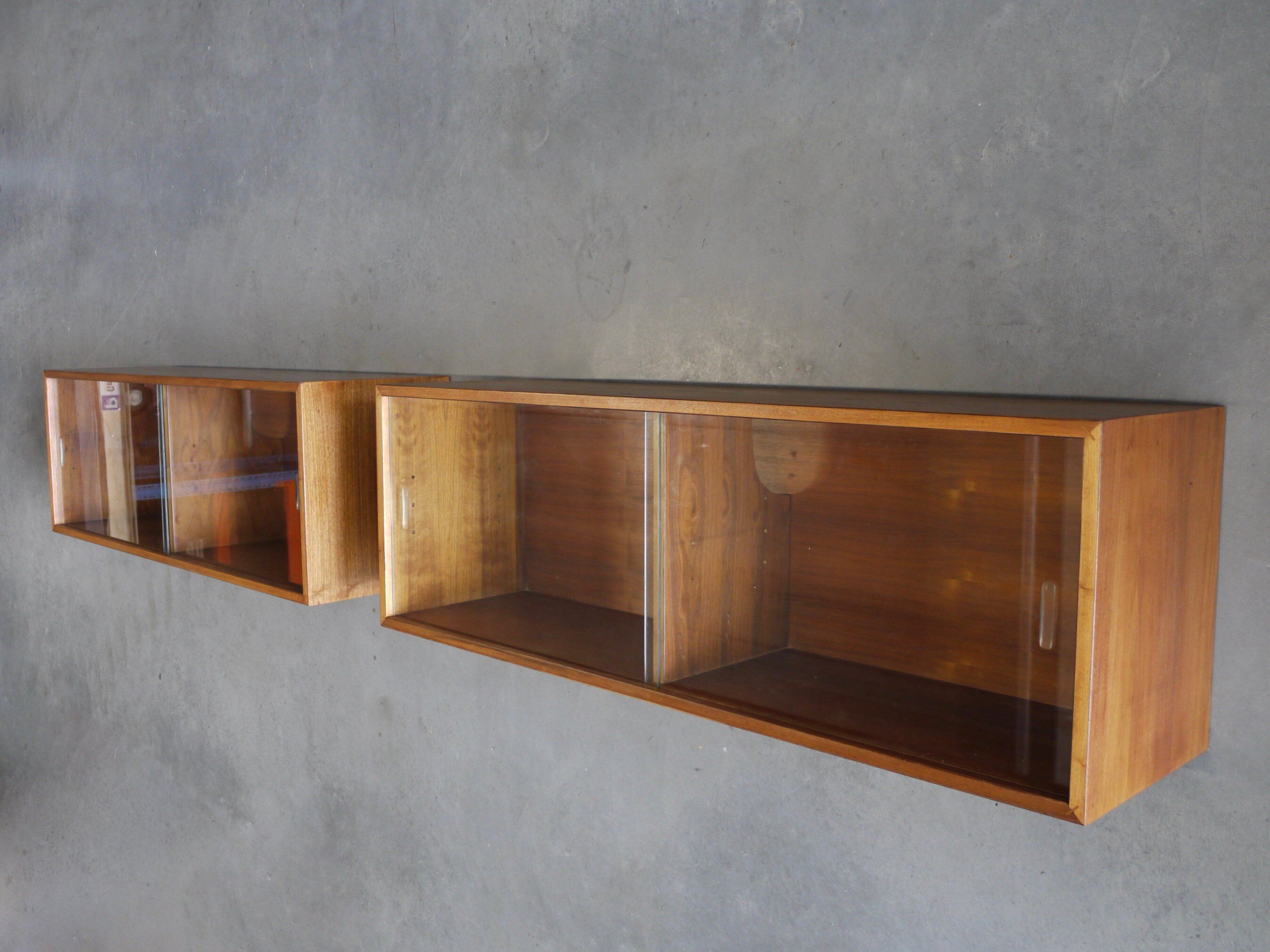 Large Danish Walnut Wall-Mounted Cabinets. 1960s, Set of 2