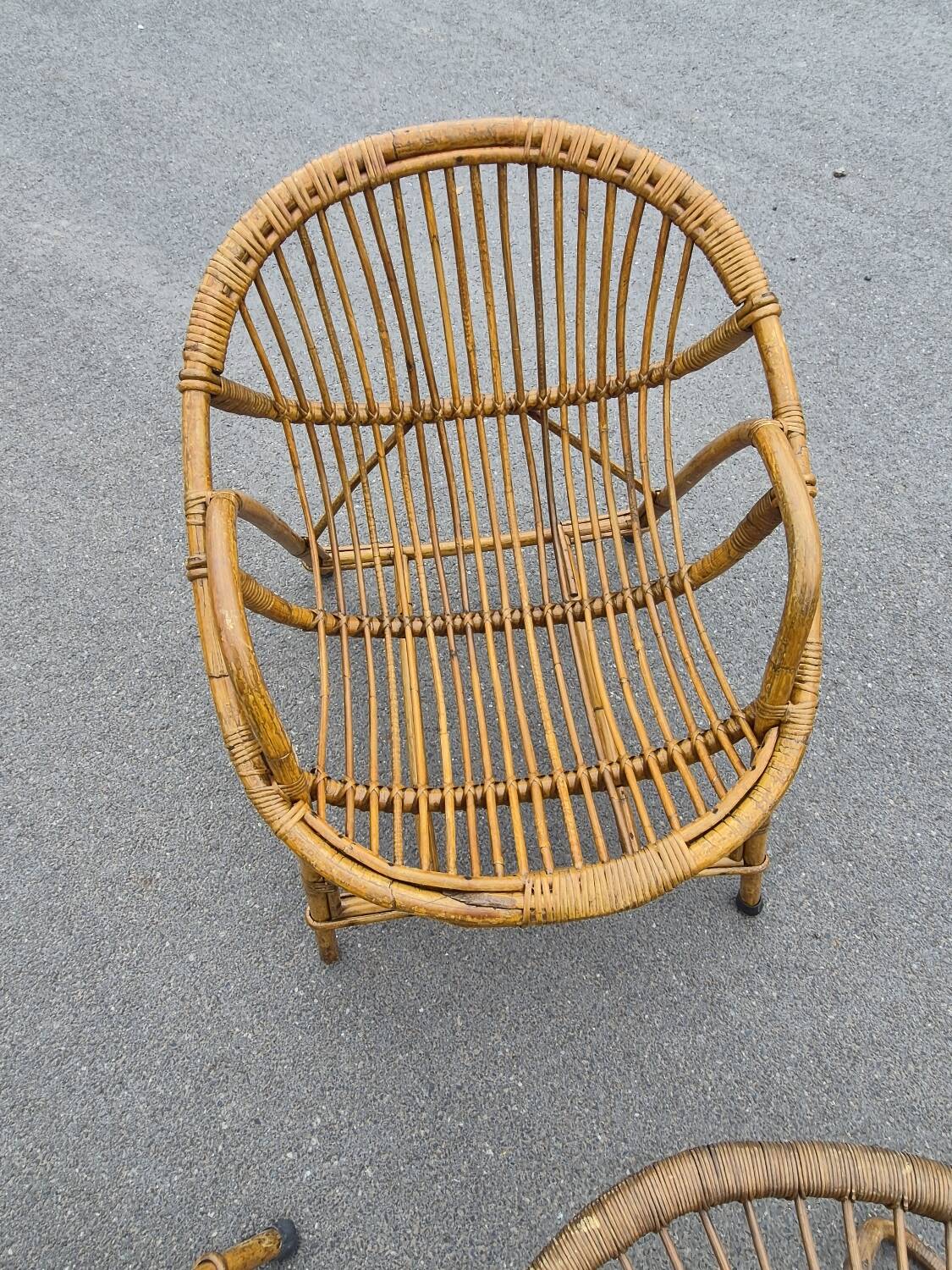Vintage salon de jardin en rotin