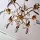 Brass cage chandelier and crystal pendants with 8 lights and 79 pendants