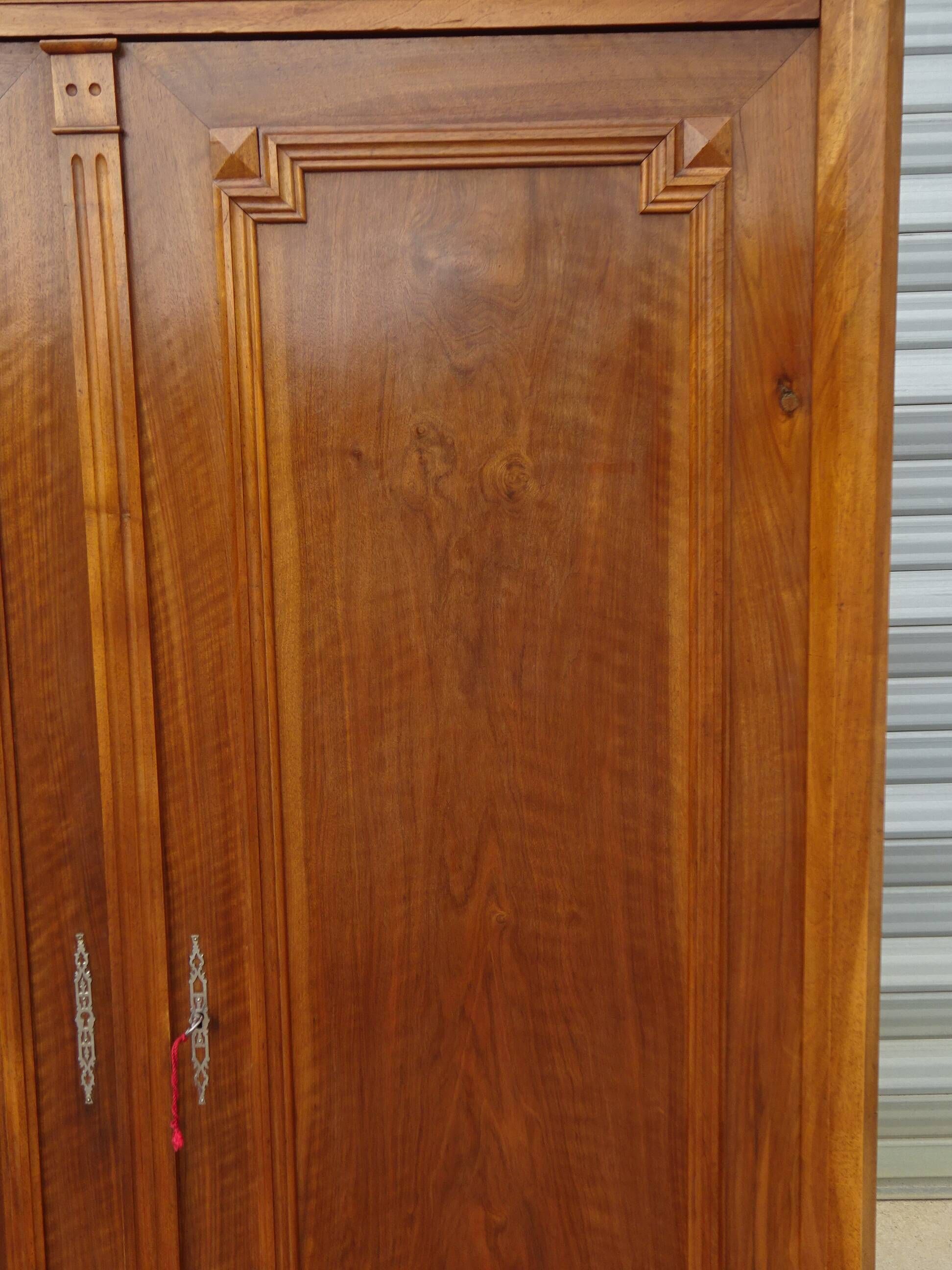 Large antique wardrobe in solid walnut