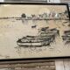 Old charcoal lithograph h. jonas st carlo august 76 + black wood frame
