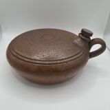 Stoneware hot water bottle, bed warmer, or round, flat bottle
