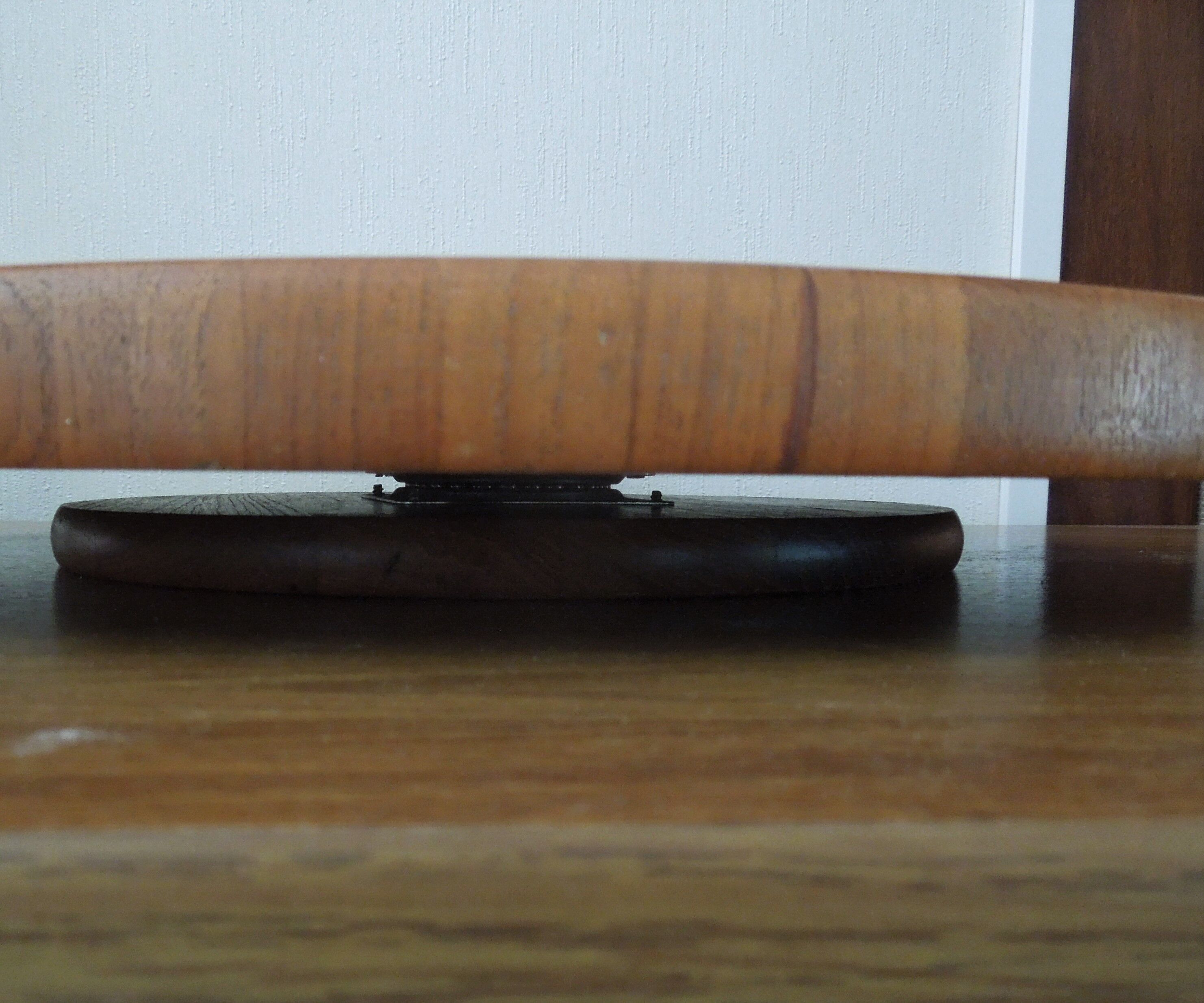 Large round platter turning - design Danish teak 70s