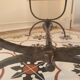 Coffee table, wooden top, wrought iron legs