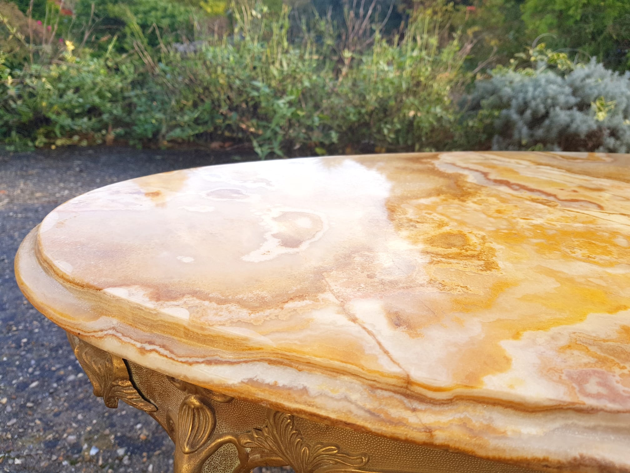 Orange marble coffee table