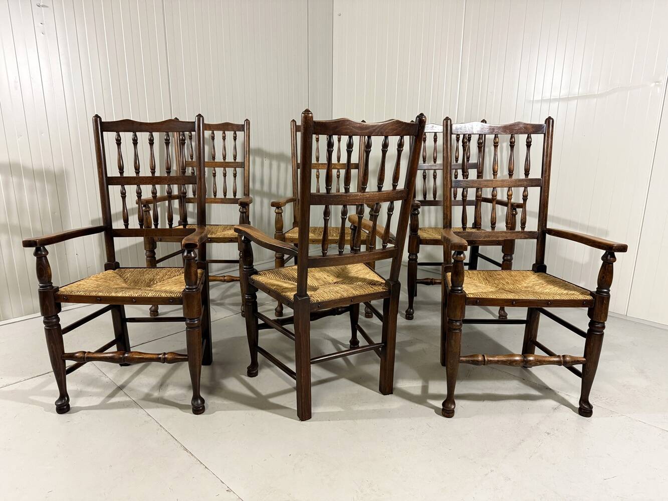 Lancashire spindleback dining arm chairs 1900's