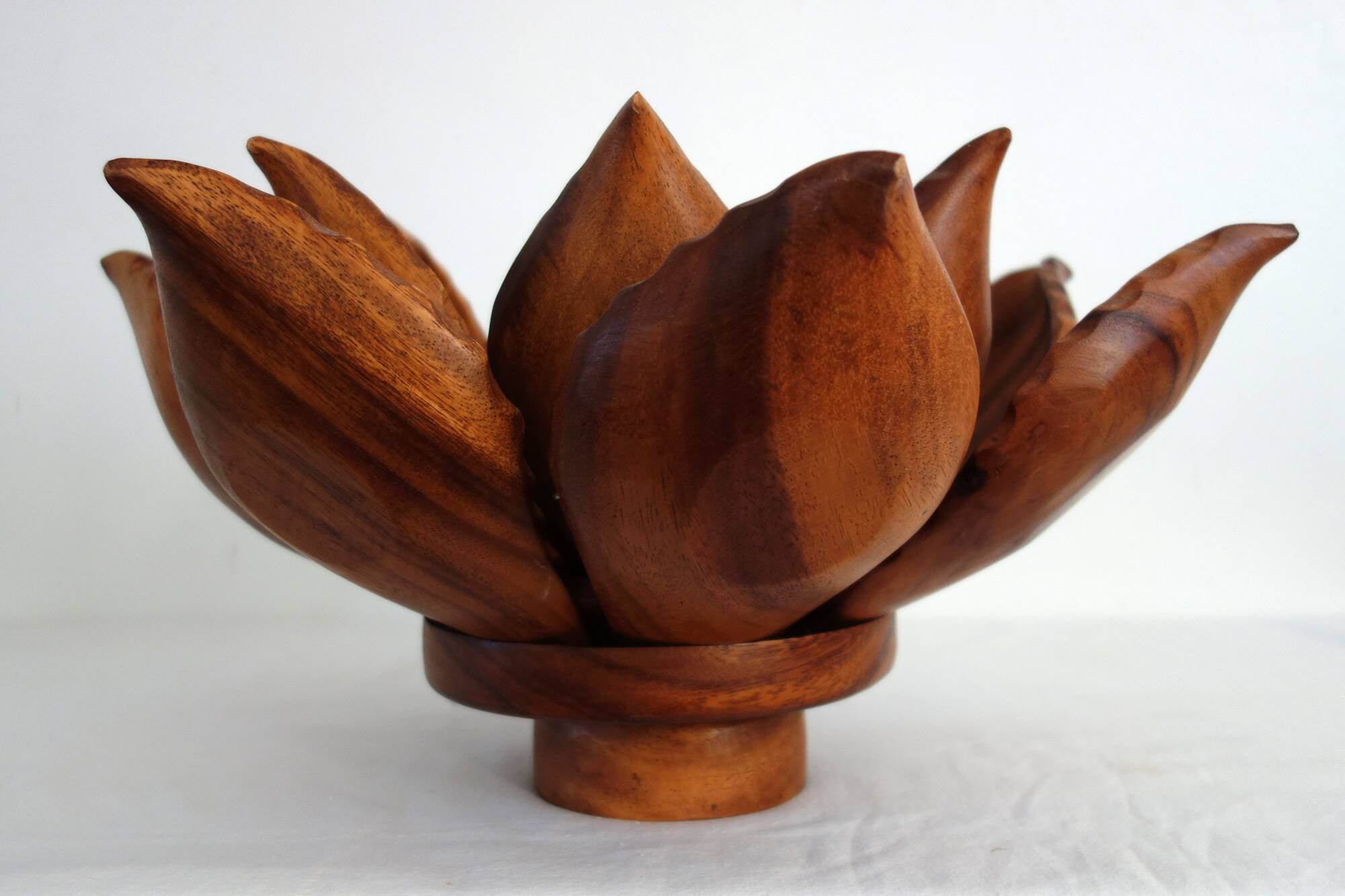 Large lotus flower vintage wooden aperitif service