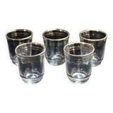 Ensemble 5 verres à liqueur avec filets dorés - Art Déco 1940 certifié