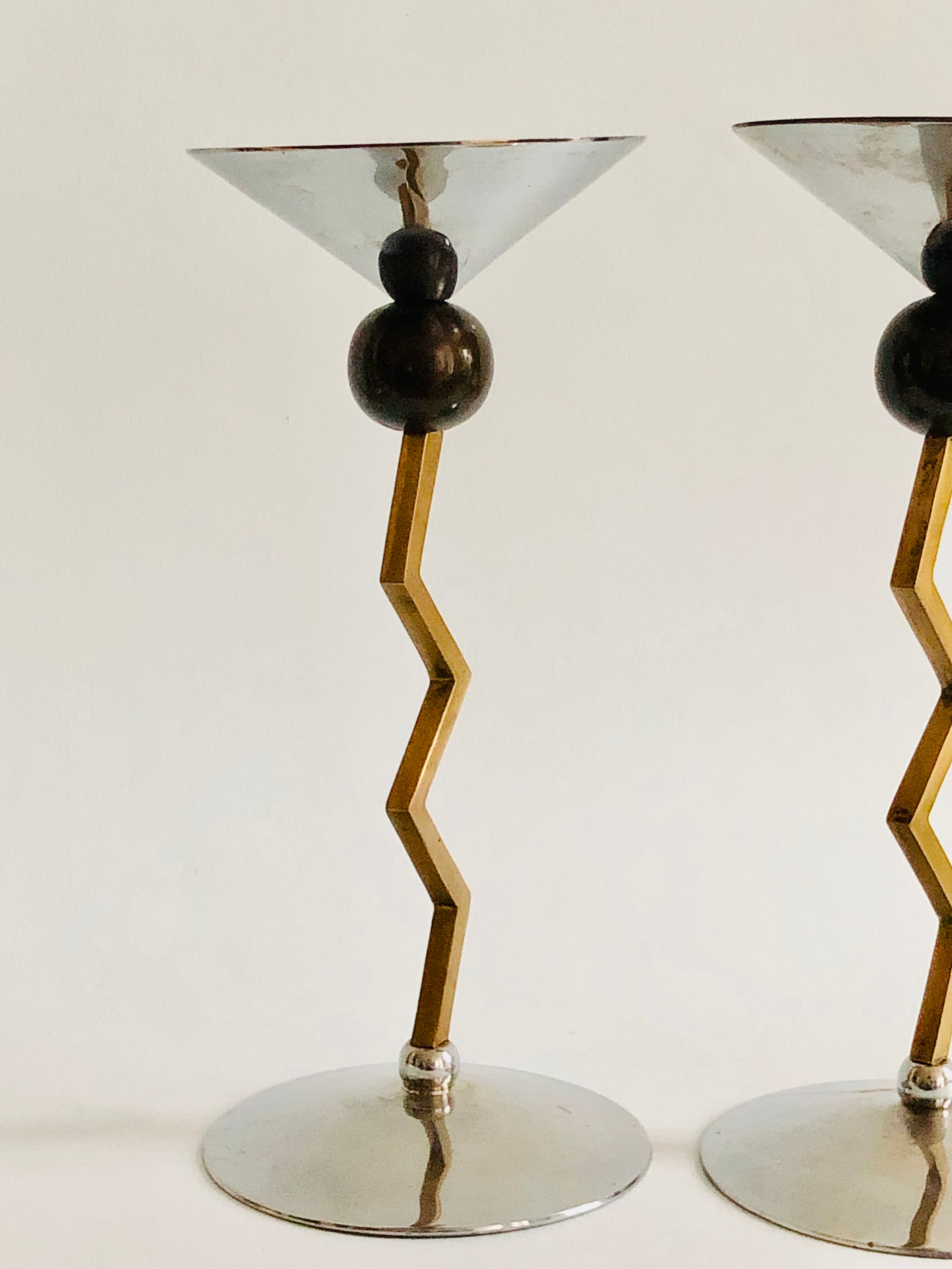 Pair of brass candle holders