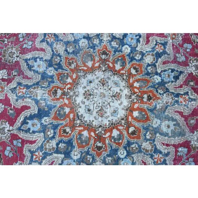 1970s Vintage Persian Handmade Wool Cotton Light Red Area Rug 249x342