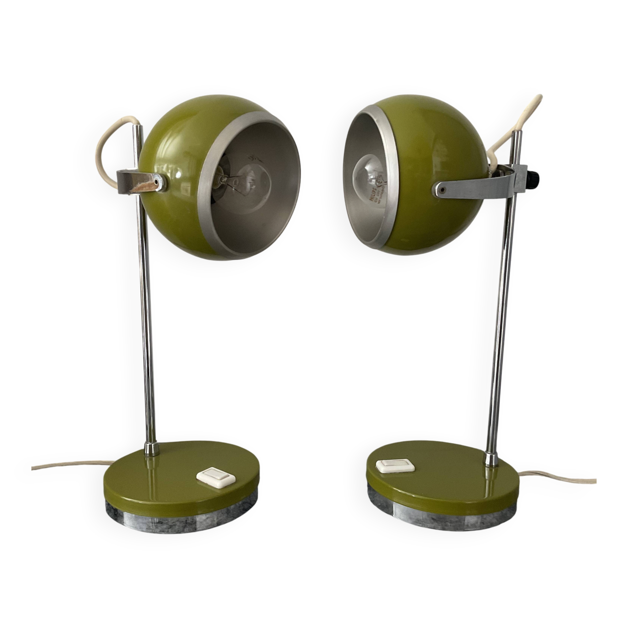 Paire de lampes EyeBall des années 70