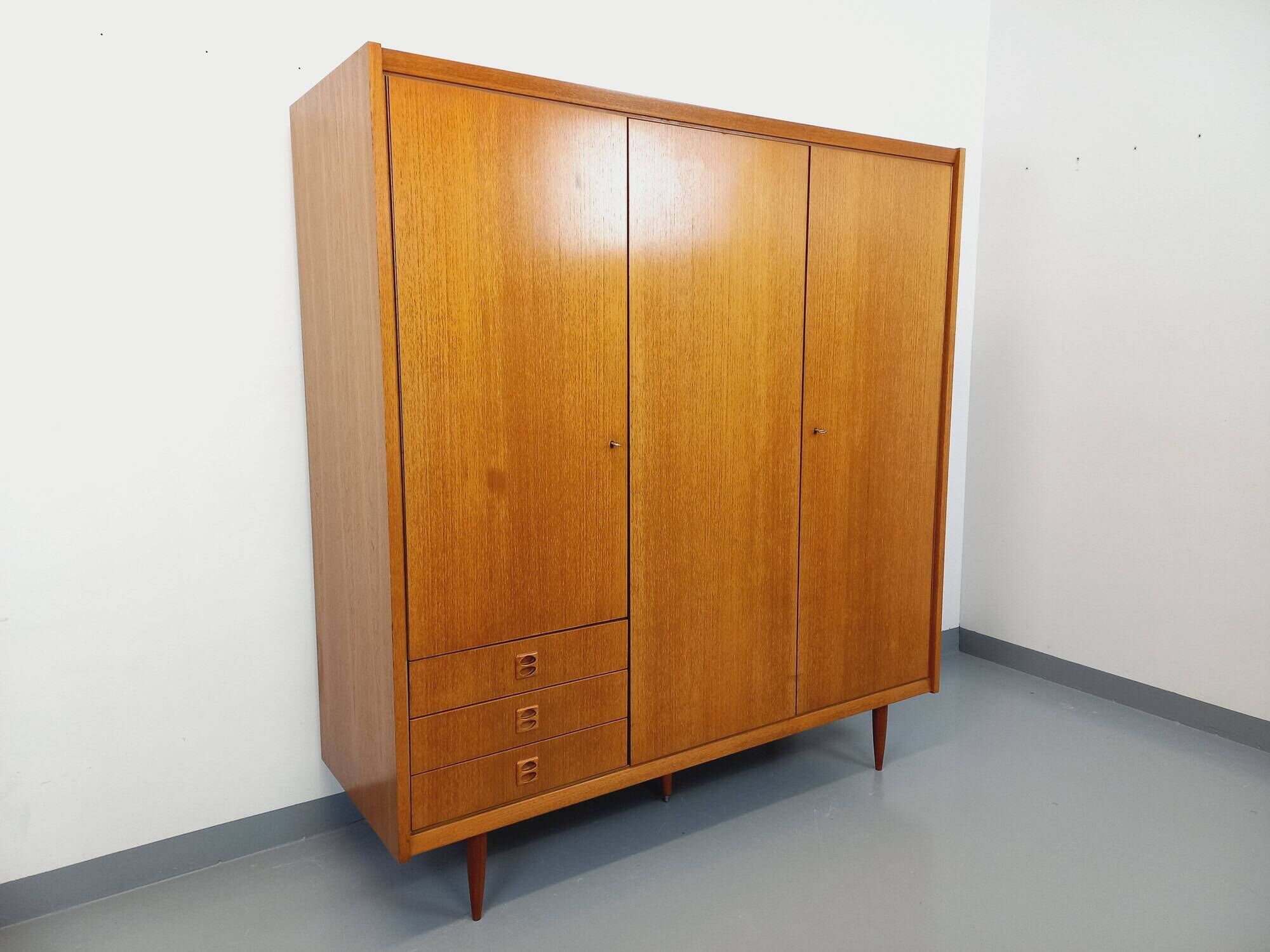 Vintage Scandinavian-style teak wardrobe from the 1960s