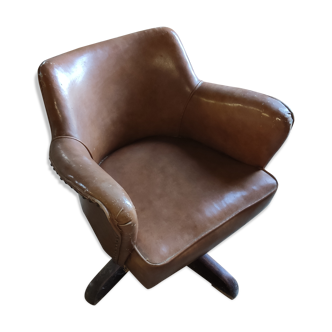 Fauteuil anglais skai marron