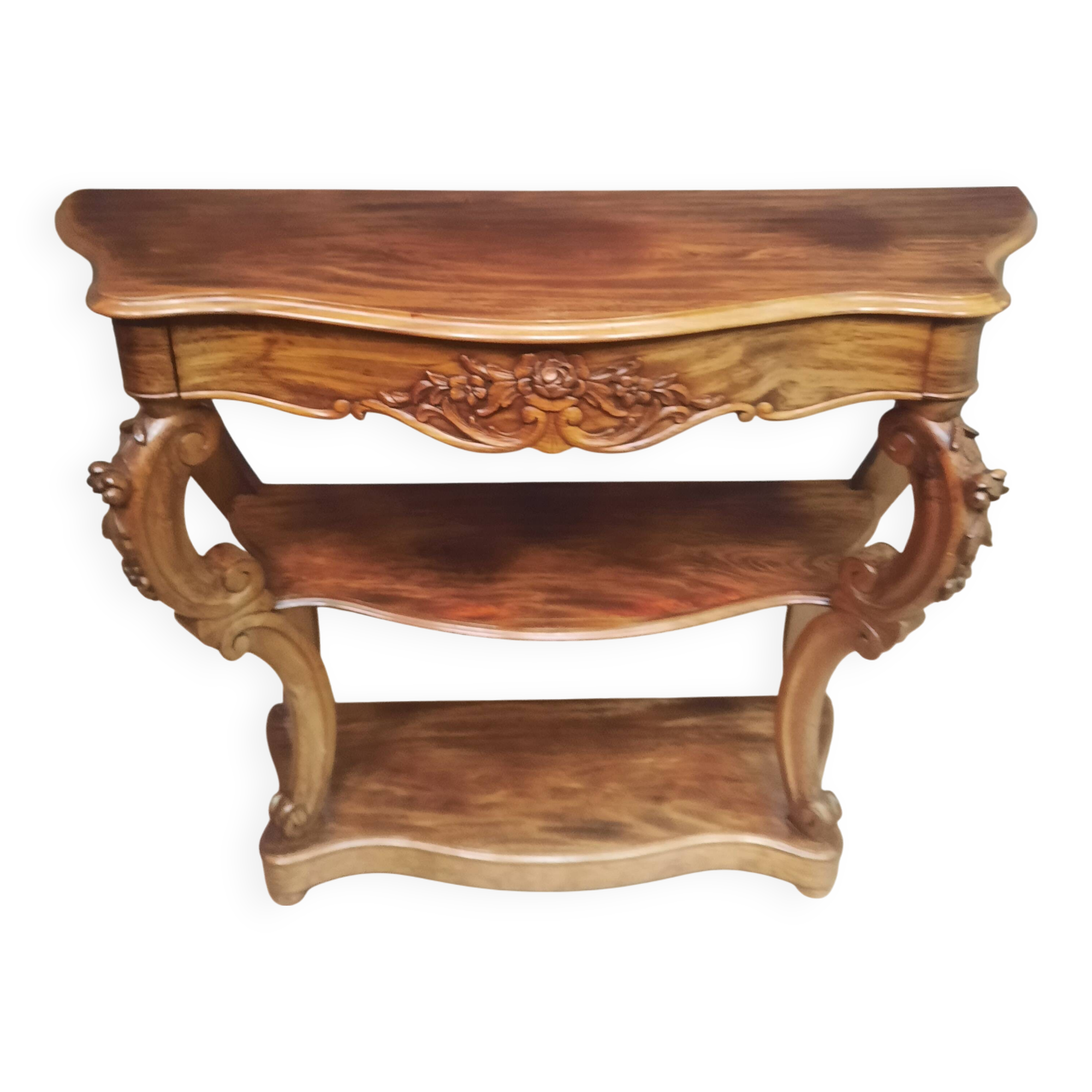 19th century Louis XV style console table in veneer wood